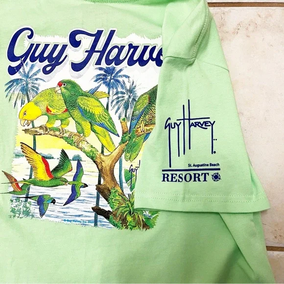 Guy Harvey’s Resort Women’s Aqua Green Parrot T Shirt Size XL - Picture 4 of 6